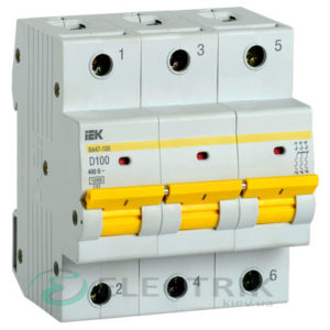 Автоматический выключатель ВА47-150 3Р 100А 15кА D IEK