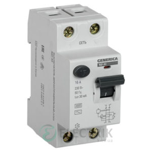 Устройство защитного отключения (УЗО) ВД1-63 2Р 16 А 30 мА тип AC, GENERICA