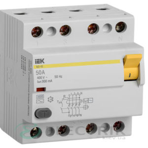 Устройство защитного отключения (УЗО) ВД1-63 4Р 50 А 300 мА тип AC, IEK