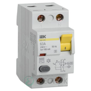 Устройство защитного отключения (УЗО) ВД1-63S 2Р 63 А 100 мА тип AC, IEK