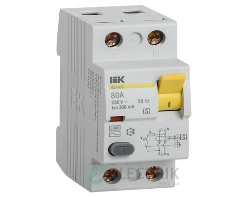 Устройство защитного отключения (УЗО) ВД1-63S 2Р 80 А 300 мА тип AC, IEK