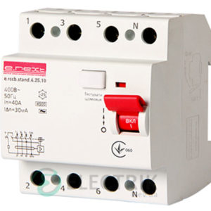 Устройство защитного отключения (УЗО) e.rccb.stand.4.25.30 4р, 25А, 30mA тип AC, E.NEXT