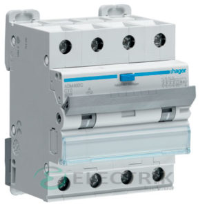 Дифференциальный автоматический выключатель ADM460C 4P 6kA C-10A 30mA тип A, Hager