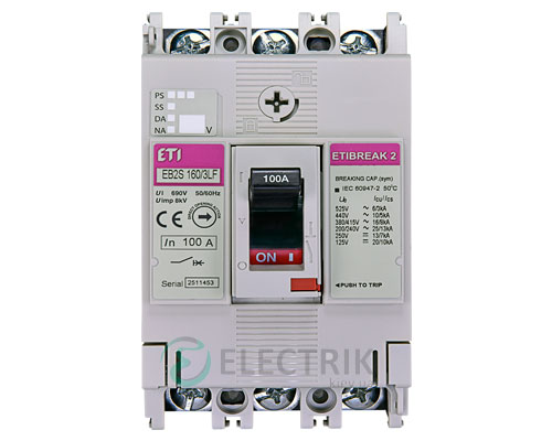 Автоматический выключатель EB2S 160/3LF 100А (16кА) 3p ETI 4671809