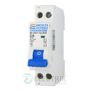 Автоматический выключатель ВА-2017 1P+N 6А характеристика C, АСКО-УКРЕМ A001017001010