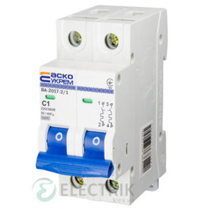 Автоматический выключатель ВА-2017 2P 1А характеристика C, АСКО-УКРЕМ A0010170033