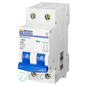 Автоматический выключатель ВА-2017 2P 3А характеристика C, АСКО-УКРЕМ A0010170035
