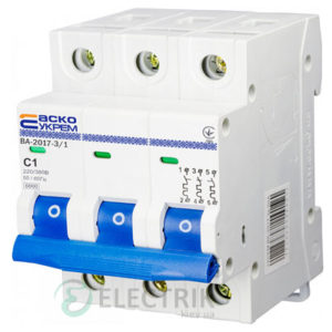 Автоматический выключатель ВА-2017 3P 1А характеристика C, АСКО-УКРЕМ A0010170038