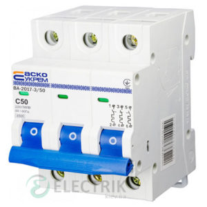 Автоматический выключатель ВА-2017 3P 50А характеристика C, АСКО-УКРЕМ A0010170026