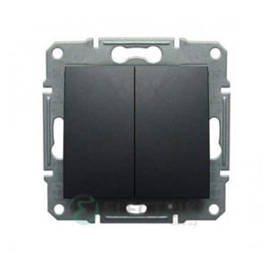 Выключатель двухклавишный проходной, графит, Sedna SDN0600170