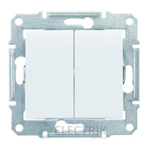 Выключатель двухклавишный IP44, белый, Sedna SDN0300421