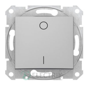 Выключатель одноклавишный двухполюсный, алюминий, Sedna SDN0200160