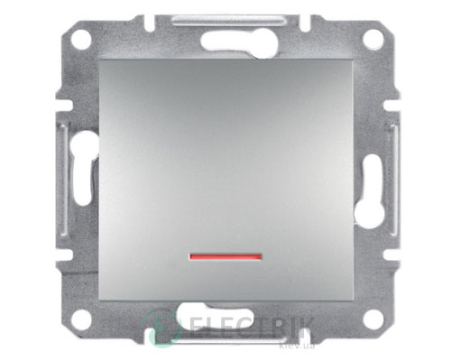 Кнопка с подсветкой алюминий, Asfora EPH1600161