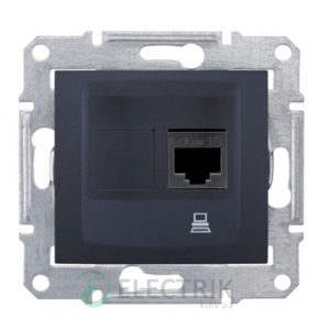 Розетка компьютерная RJ45, кат.5е, UTP, графит, Sedna SDN4300170