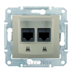 Розетка компьютерная двойная RJ45, кат.5е, UTP, титан, Sedna SDN4400168