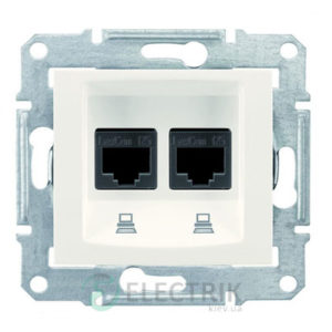 Розетка компьютерная двойная RJ45, кат.6, STP, слоновая кость, Sedna SDN5000123