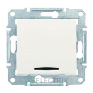 Выключатель одноклавишный перекрестный с синей подсветкой, слоновая кость, Sedna SDN0501123