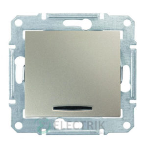 Выключатель одноклавишный с синей подсветкой, титан, Sedna SDN1400168