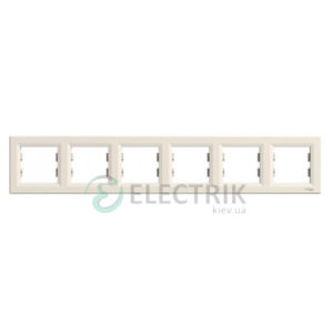 Рамка 6-постовая, горизонтальная крем, Asfora EPH5800623