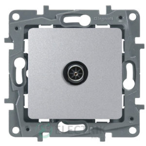 Розетка TV простая, алюминий Legrand Etika