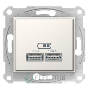 Розетка USB двойная, Слоновая кость, Sedna SDN2710223