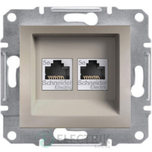 Розетка двойная компьютерная, RJ45, кат.5е, UTP бронза, Asfora EPH4400169