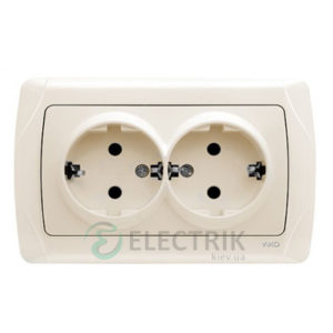 Розетка двойная с заземлением Viko Carmen, крем (90562056)