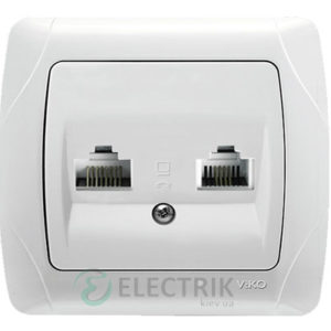 Розетка компьютерная RJ 45+телефон RJ 11 Viko Carmen, белая (90561035)