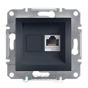 Розетка компьютерная, RJ45, кат.5е, UTP антрацит, Asfora EPH4300171