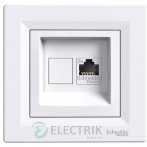 Розетка компьютерная, RJ45, кат.5е, UTP белая, Asfora EPH4300121