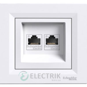 Розетка компьютерная, RJ45, кат.6, UTP, двойная белая, Asfora EPH4800121