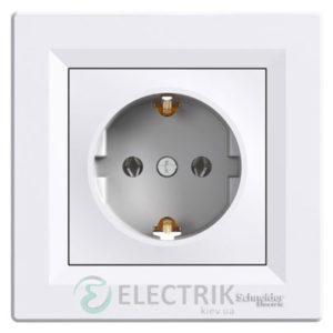 Розетка с заземлением белая, Asfora EPH2900121