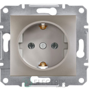 Розетка с заземлением бронза, Asfora EPH2900169