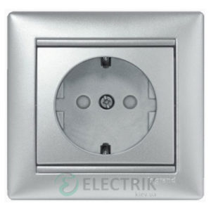 Розетка с заземлением, с защитными шторками 16А Legrand Valena 770121 (алюминий)