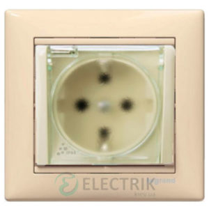 Розетка с заземлением влагозащищенная Legrand Valena с прозрачной крышкой, 16А IP44 774120 слоновая кость (крем)