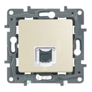 Розетка телефонная RJ 11, слоновая кость (крем) Legrand Etika