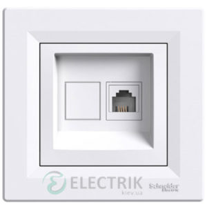 Розетка телефонная, RJ11, 4 контакта белая, Asfora EPH4100121