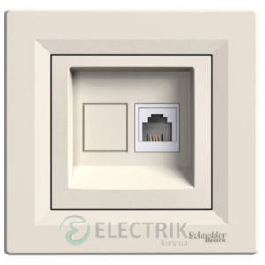 Розетка телефонная, RJ11, 4 контакта крем, Asfora EPH4100123
