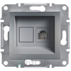 Розетка телефонная, RJ11, 4 контакта сталь, Asfora EPH4100162