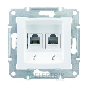 Розетка телефонная двойная RJ11, белый, Sedna SDN4201121