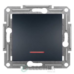 Выключатель одноклавишный проходной с подсветкой, антрацит, Asfora EPH1500171