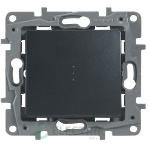 Выключатель 1-клавишный проходной с подсветкой, антрацит Legrand Etika