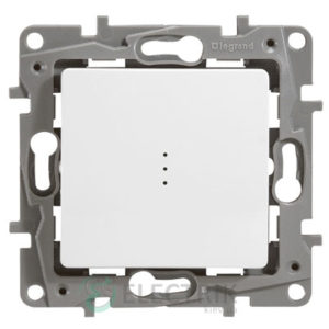 Выключатель 1-клавишный проходной с подсветкой, белый Legrand Etika