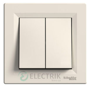 Выключатель двухклавишный, крем, Asfora EPH0300123
