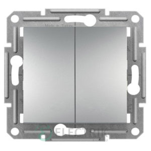 Выключатель двухклавишный проходной, алюминий Asfora EPH0600161