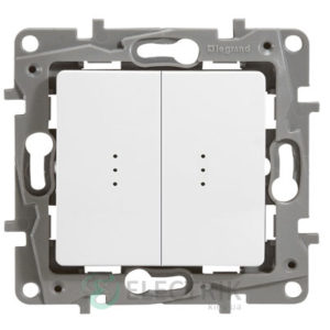 Выключатель 2-клавишный с подсветкой, белый Legrand Etika