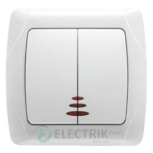 Выключатель Viko Carmen 2-клавишный,с подсветкой, белый (90561050)