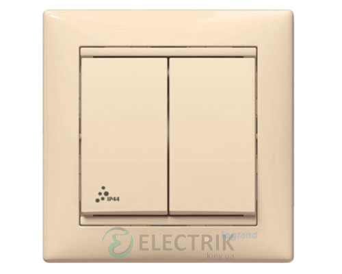 Выключатель двухклавишный проходной влагозащищенный Legrand Valena 10А IP44 774198 слоновая кость (крем)