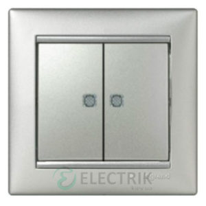 Выключатель двухклавишный с подсветкой Legrand Valena 10А 770128 (алюминий)