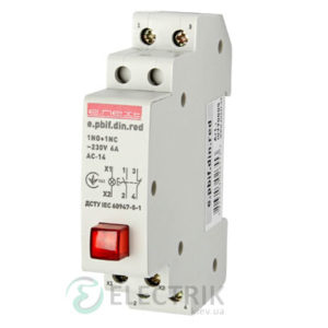 Кнопка управления с индикатором и фиксатором e.pbif.din.red, красный